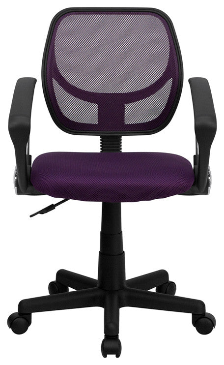 Mid-Back Purple Mesh Swivel Task Chair With Arms