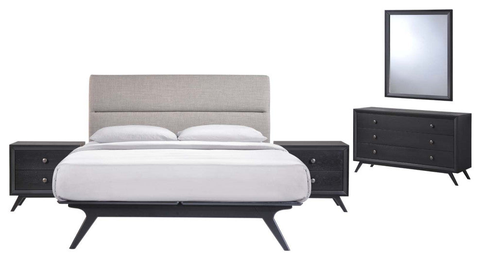 Modway Bedroom Addison 5-Piece Queen Bedroom, Black/Gray