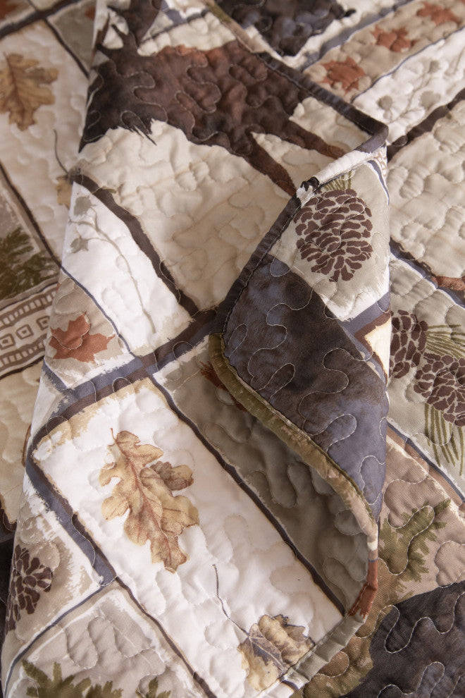 Vintage Lodge Rustic Cabin Quilt Set, Queen