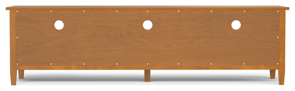 Warm Shaker SOLID WOOD 72" Low TV Media Stand For TVs up to 80", Light Golden Brown