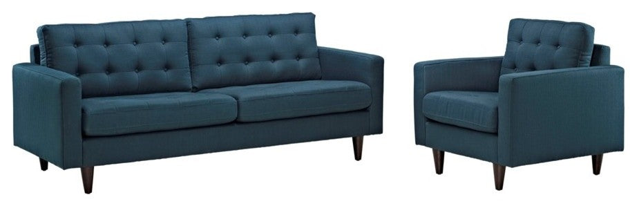 Modern Azure Empress Armchair and Sofa, 2-Piece Set