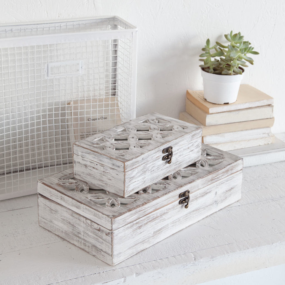 Floribundus Wooden Boxes, Set Of 2