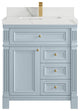 Paris 30" Single Sink Bathroom Vanity, Blue Heather 2" Calacatta Laza