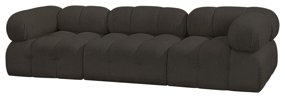 Ames Boucle Fabric Modular Sofa, Brown, 3-Piece: 1 Armless Chair, 2 Corner Chair