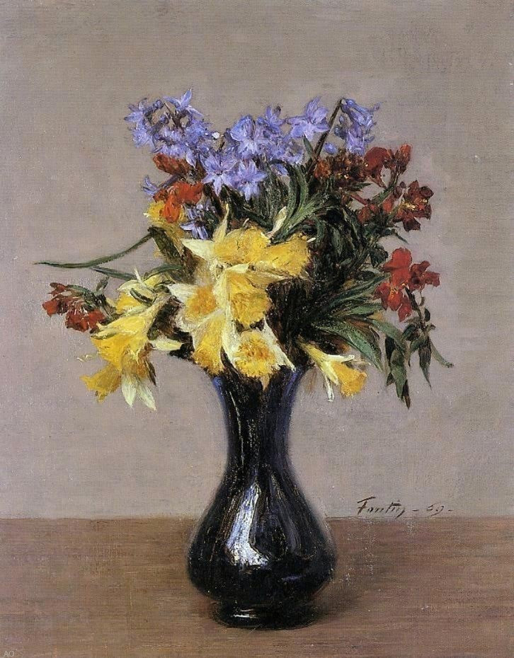 Henri FantinLatour Spring Flowers Premium Canvas Print