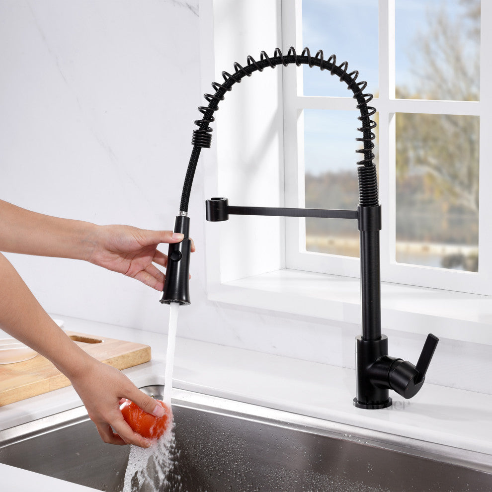 Luxier KTS13-T Single-Handle Pull-Down Sprayer Kitchen Faucet, Oil Rubbed Bronze