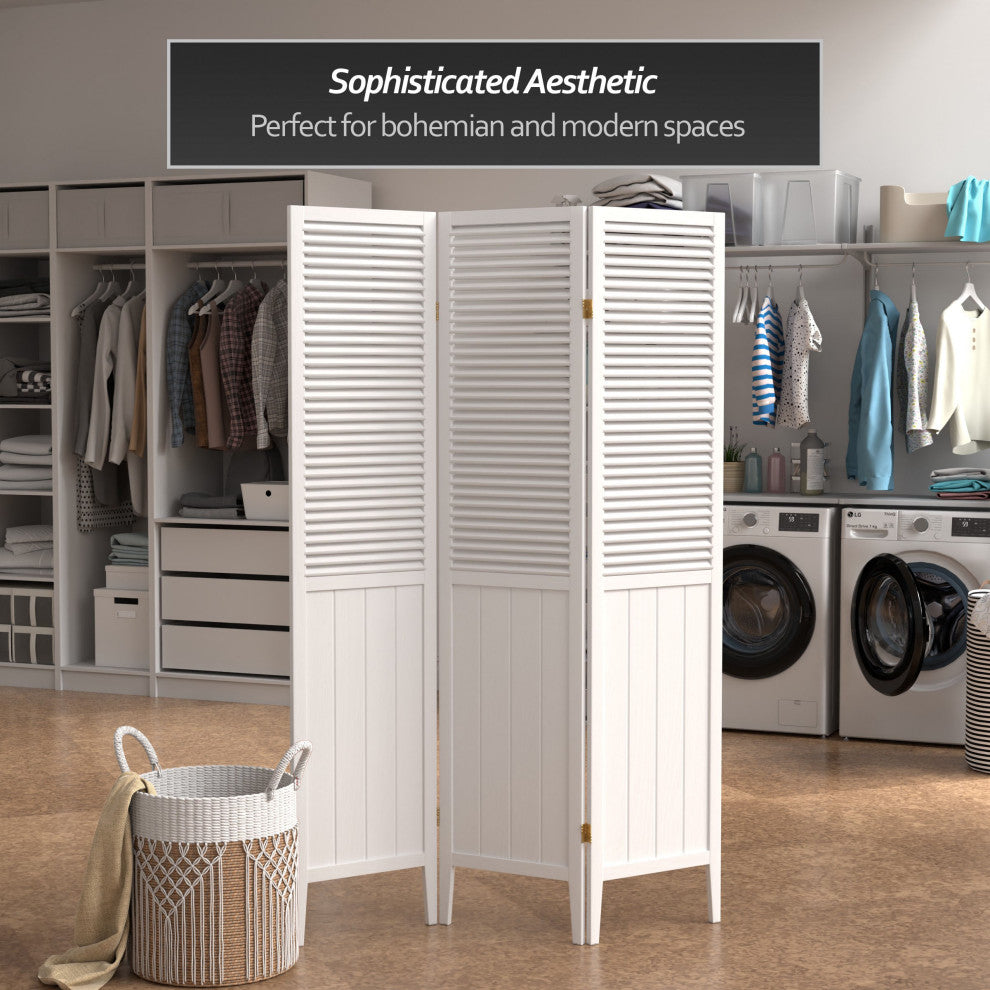 6' Tall Beadboard Divider, White, 3 Panels