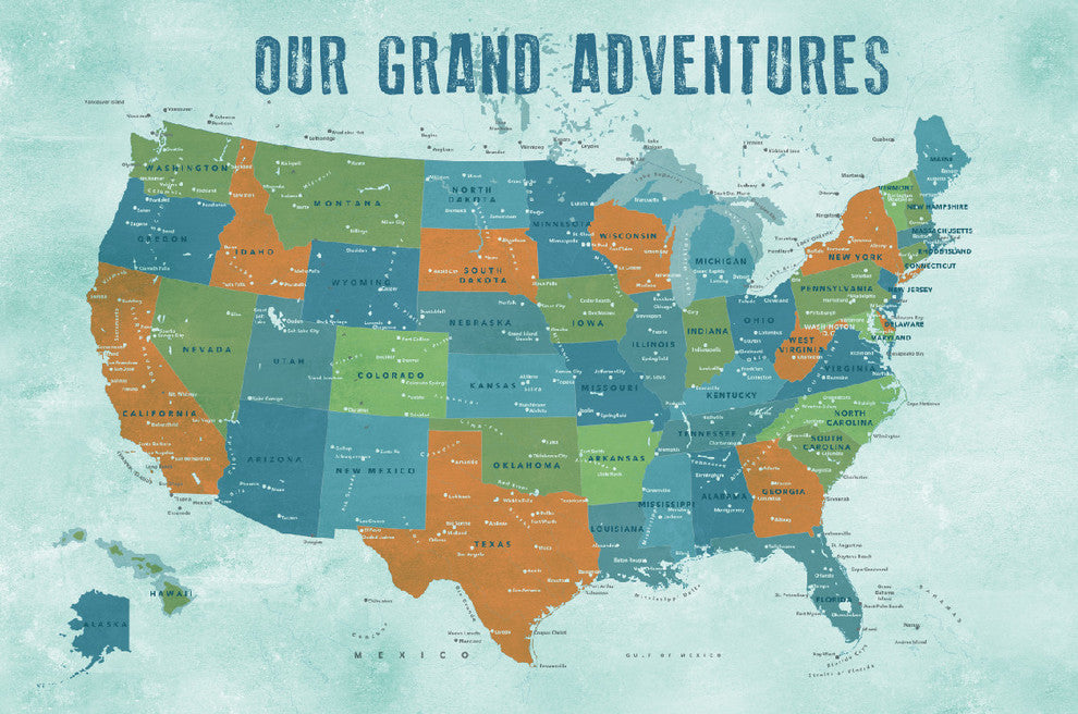 USA Push Pin Map, America Road Trips, 24"x20"