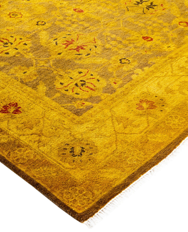 Overdyed One-of-a-Kind Hand-Knotted Area Rug Gold, 4' 2" x 6' 2"