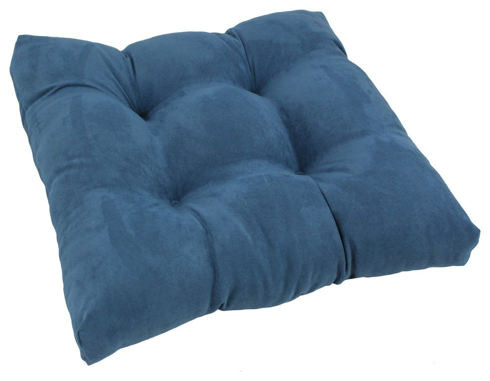 19" Squared Microsuede Tufted Dining Chair Cushion, Indigo