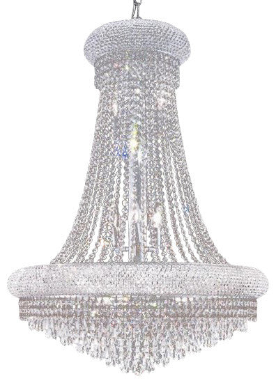 Elegant Primo Dining Room Light, Chrome Finish With Royal Cut Crystal