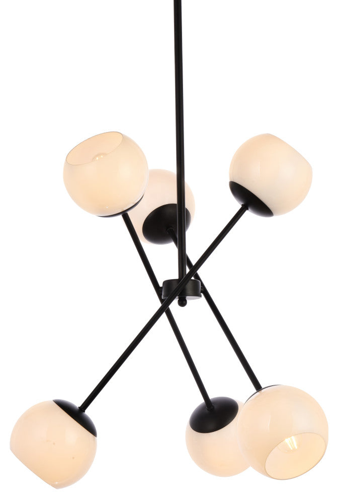 Avery 24" Pendant, Black With White Shade