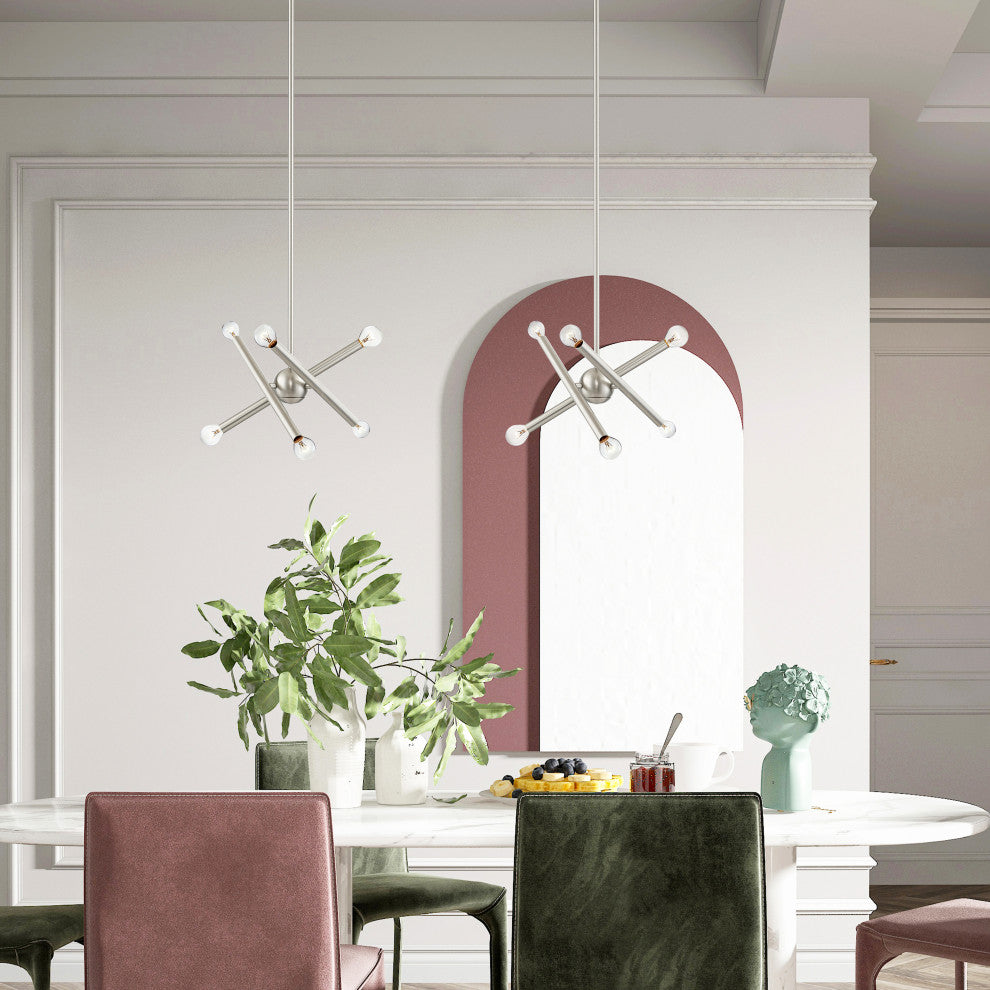 Livex Lighting Soho 6 Light Brushed Nickel Petite Chandelier