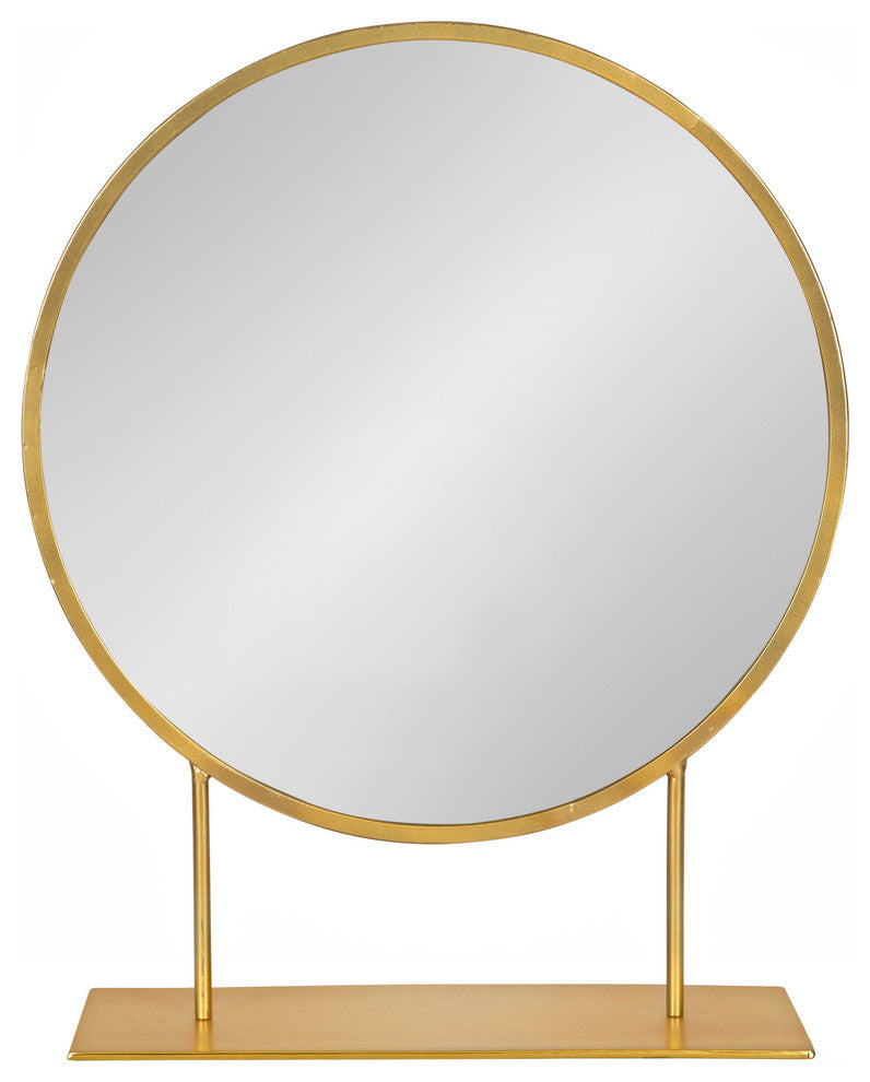 Rouen Round Metal Table Mirror, Gold 18x22