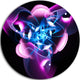 Blue Purple Fractal Flower Design, Abstract Round Wall Art, 23"