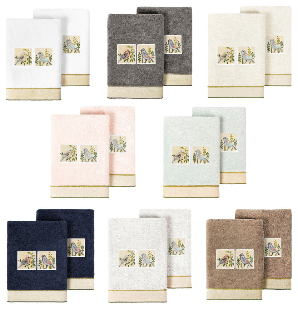 Linum Home Textiles 100% Turkish Cotton BELINDA 2PC Embellished Hand Towel Set