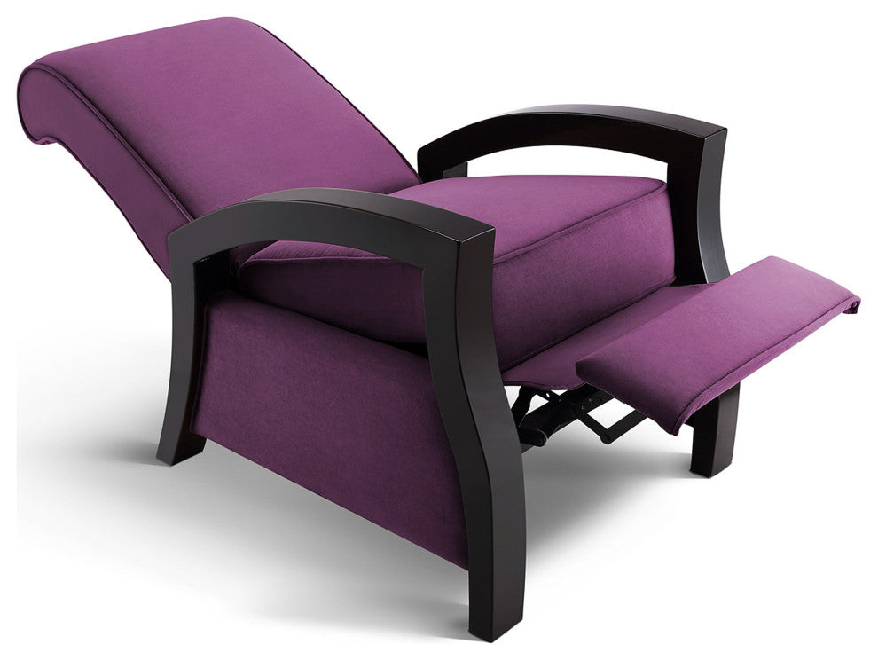 Artiva USA Wood Java Black Premium Microvelvet Recliner, Purple