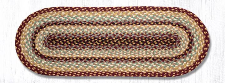 Earth Rugs C-357 Burgundy / Gray / Cream Jute Table Runner 13" x 36"