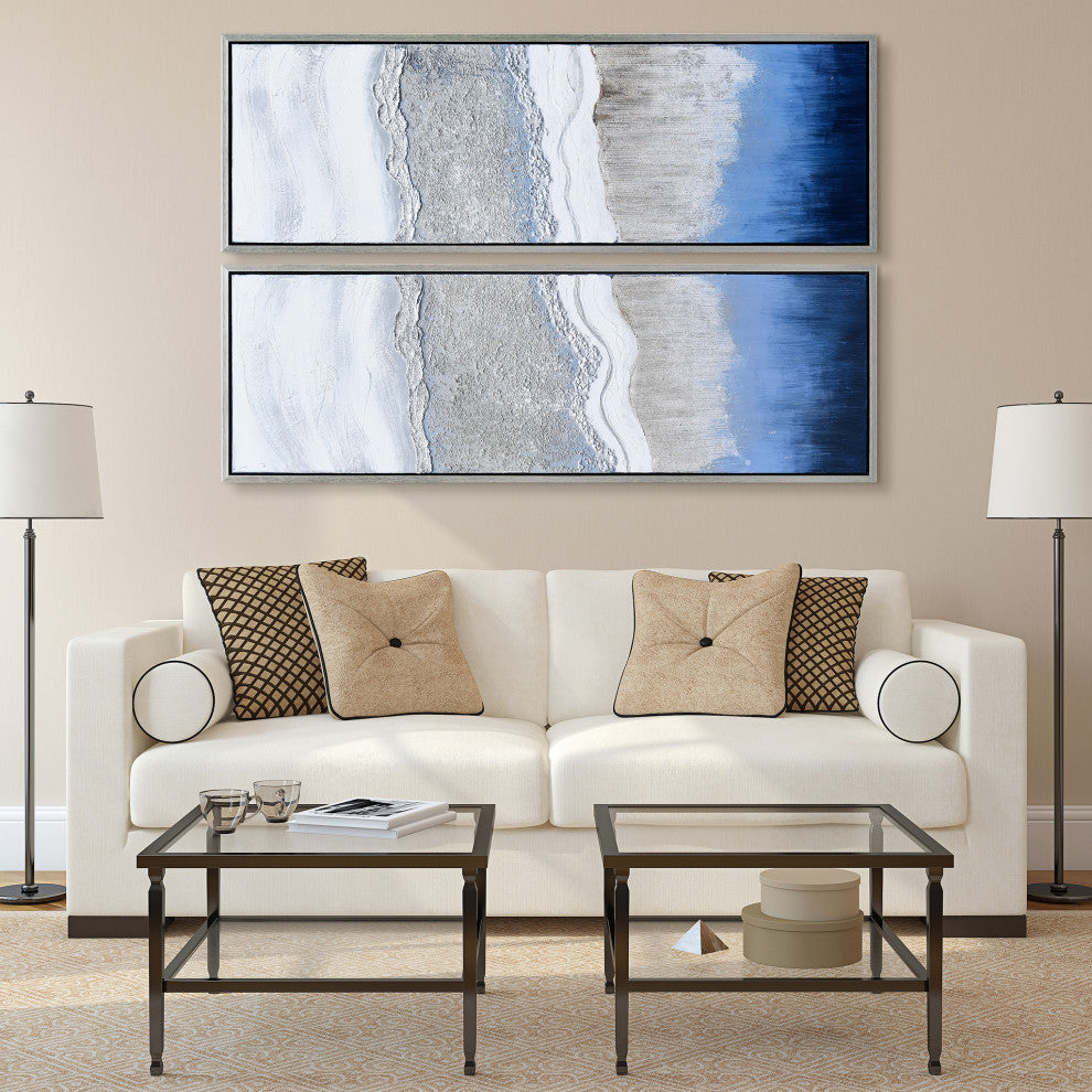 Sand Art Textured Metallic Hand Painted Wall Art Abstract Diptych Set