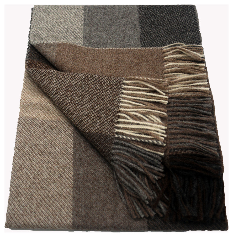 Alpaca Neutral Multi-Color Patchwork Throw, All Natural, Multi-Color Browns