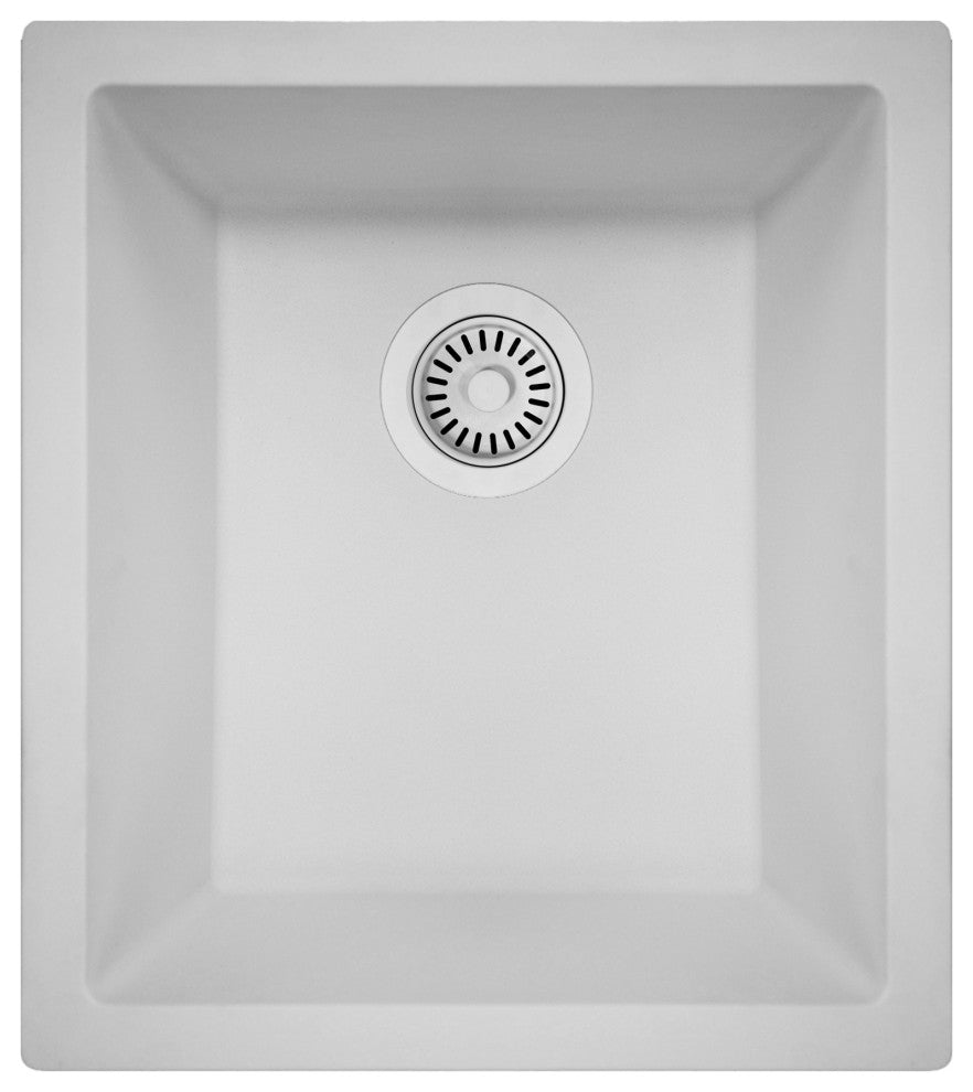 Nantucket Sinks PR1815-W Dual-mount Granite Composite Bar-Prep Sink in White