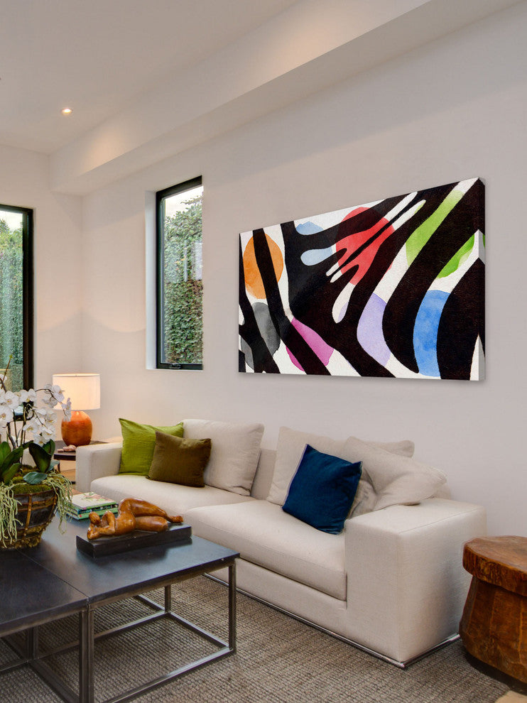 "Rainbow Zebra I" Painting Print on Canvas by Irena Orlov