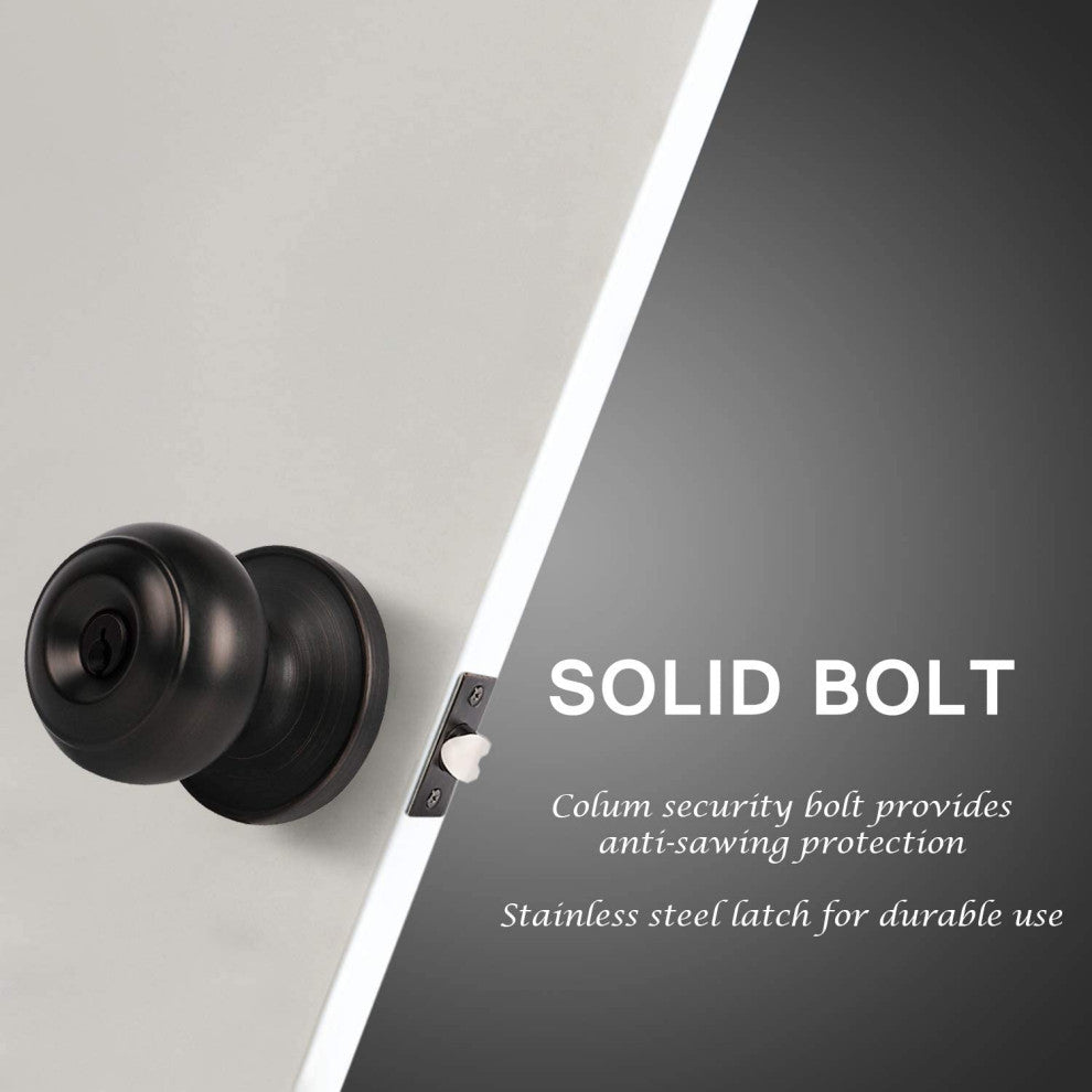Oil Rubbed Bronze Door Knob with Lock and Key, Pack of 10