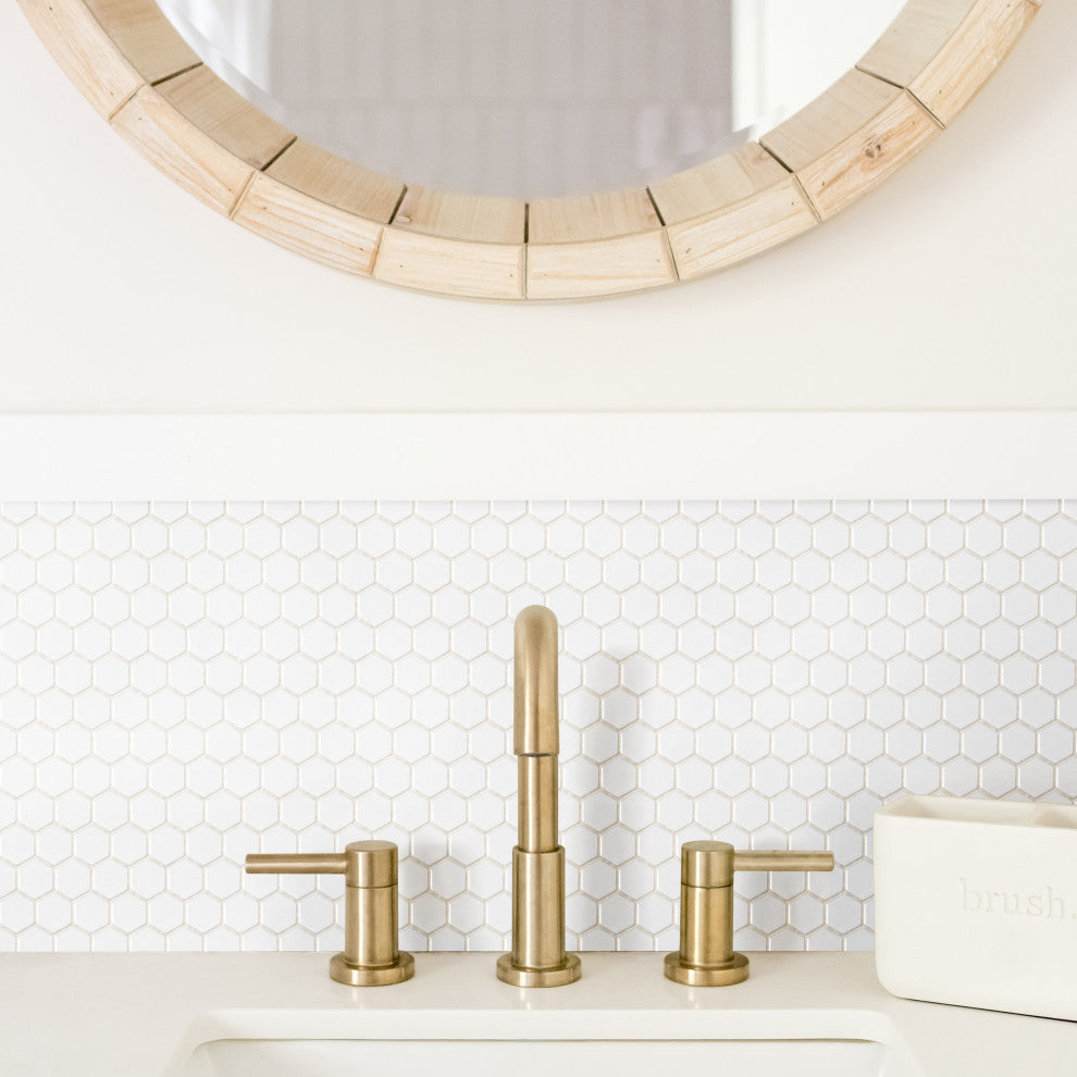 Metro 1" Hex Porcelain Mosaic Floor and Wall Tile, White