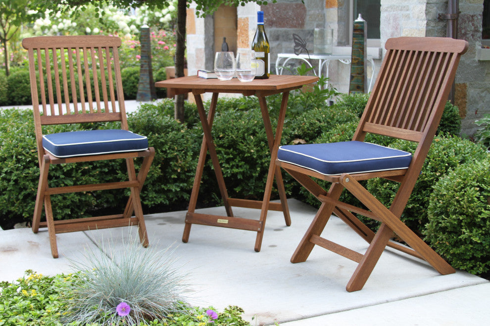 Glenoak 3-Piece Square Bistro Folding Set, Navy