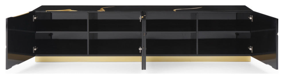 Modrest Aspen Modern Black and Gold TV Stand