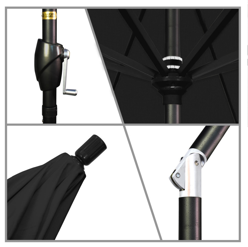 9' Aluminum Umbrella Push Tilt, Black