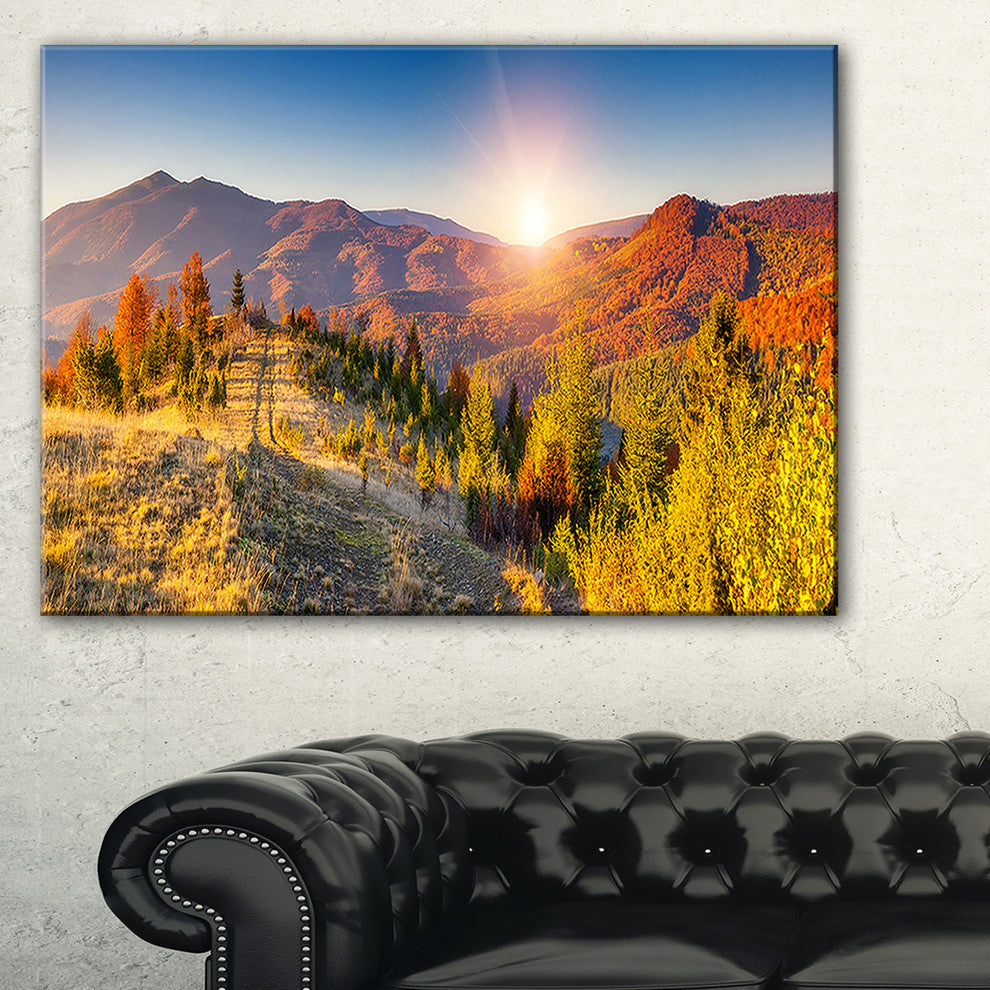 "Majestic Fall Mountains Range" Landscape Print Wall Artwork, 40"x30"