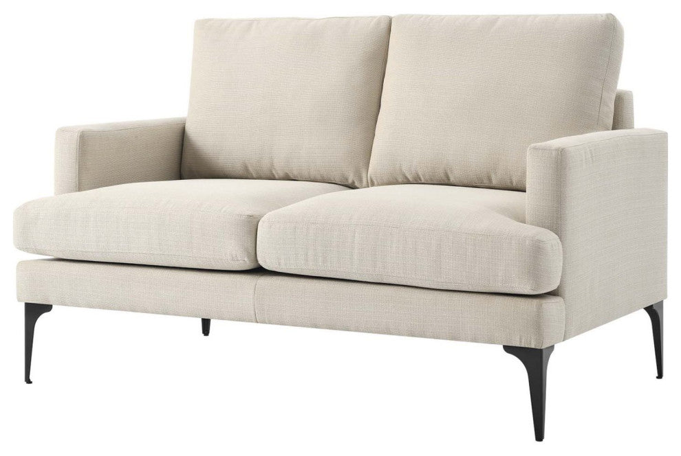 Loveseat Sofa Couch, Beige, Fabric, Lounge Living
