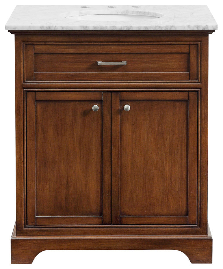 Amber Single Bathroom Vanity, Blue, Teak, 30"
