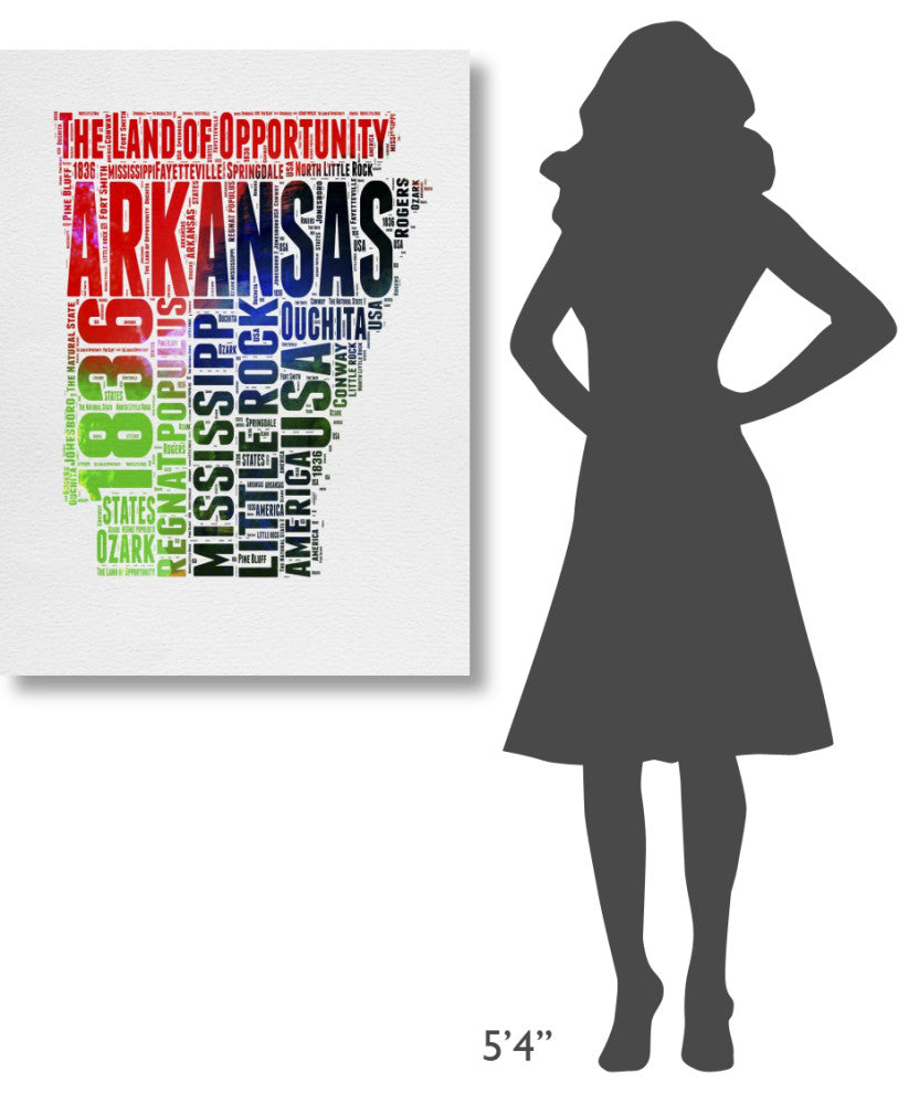 "Arkansas Watercolor Word Cloud" Fine Art Print