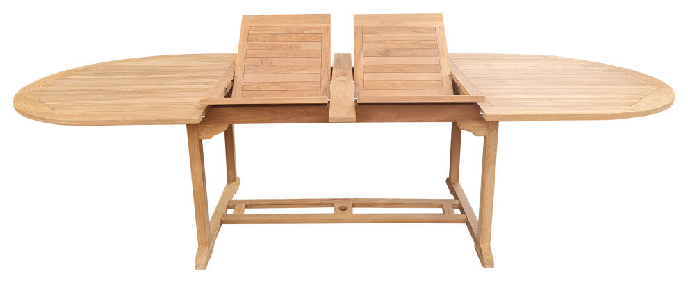 Teak Wood Santa Cruz Oval Double Extension Dining Table, 78 to 118"