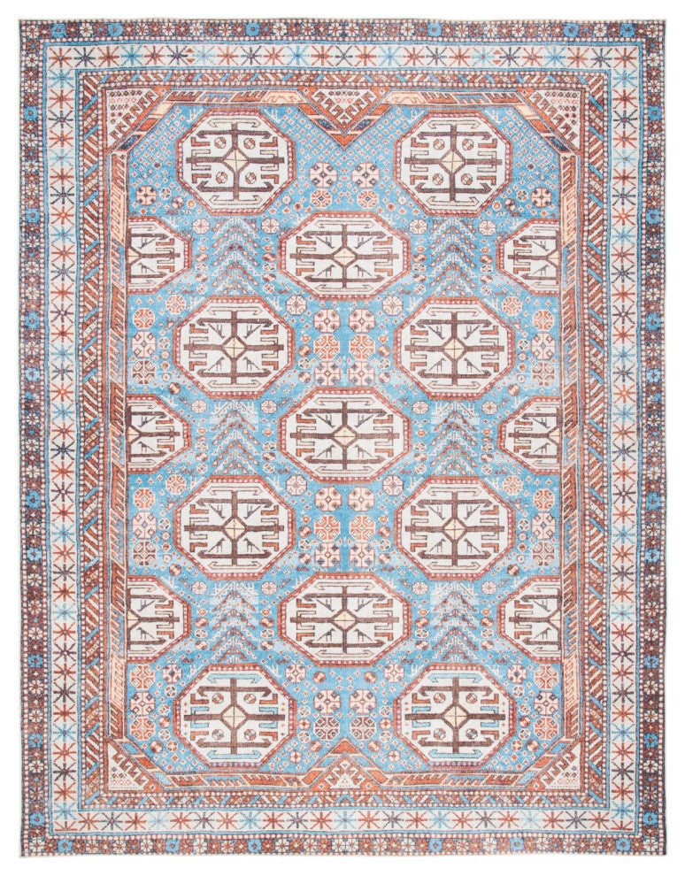 Safavieh Serapi SEP383 Rug Machine-Washable, Light Blue/Brown, 9'x12'
