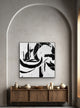 48x48" Black white Contemporary Art Large Modern Painting Minimal wall decor