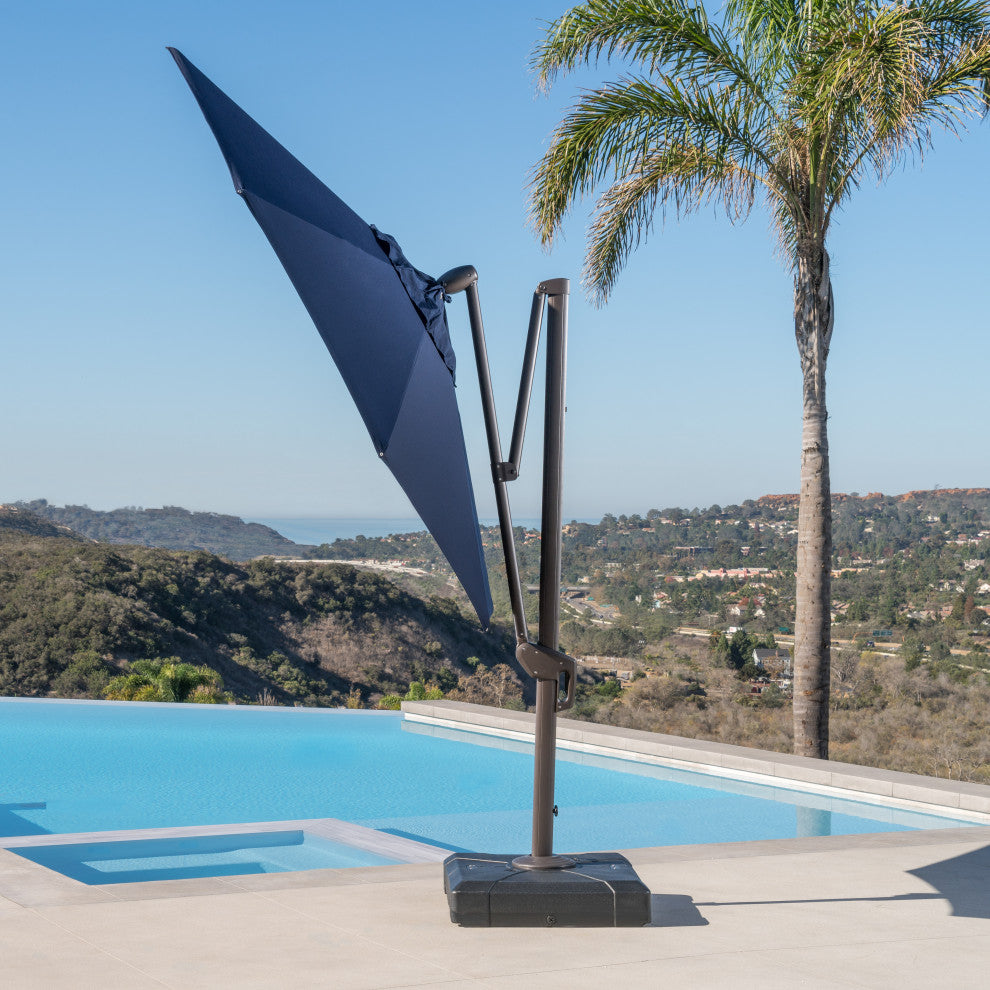 Modular 10ft Sunbrella Outdoor Round Patio Umbrella, Navy Blue