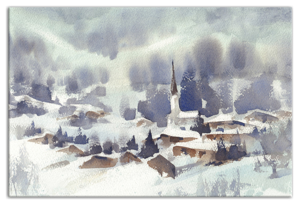 Winter Abstract Landscape 18 x 12 Canvas Wall Art