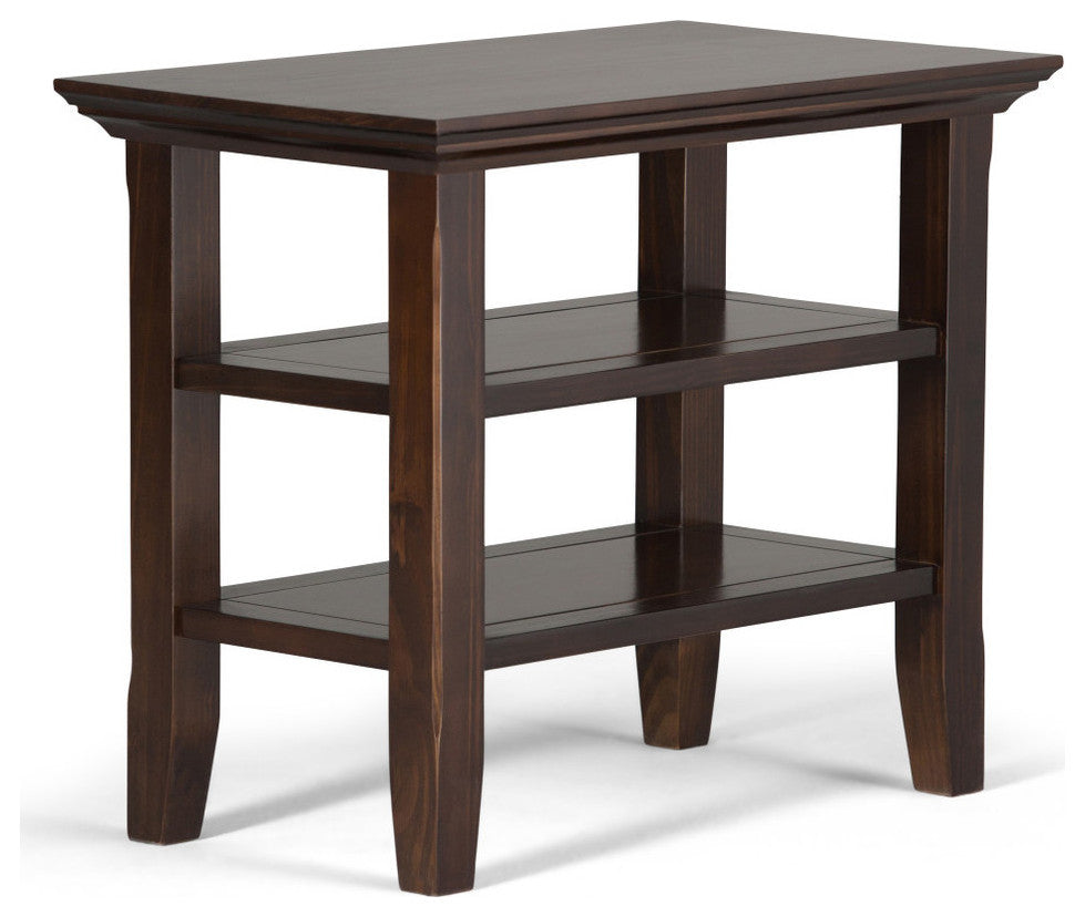 Acadian Solid Wood 14" Rustic Narrow Side Table, Brunette Brown