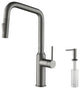 Macon Single Handle Pull Down Kitchen Faucet, Titanium, W/ Soap Dispenser