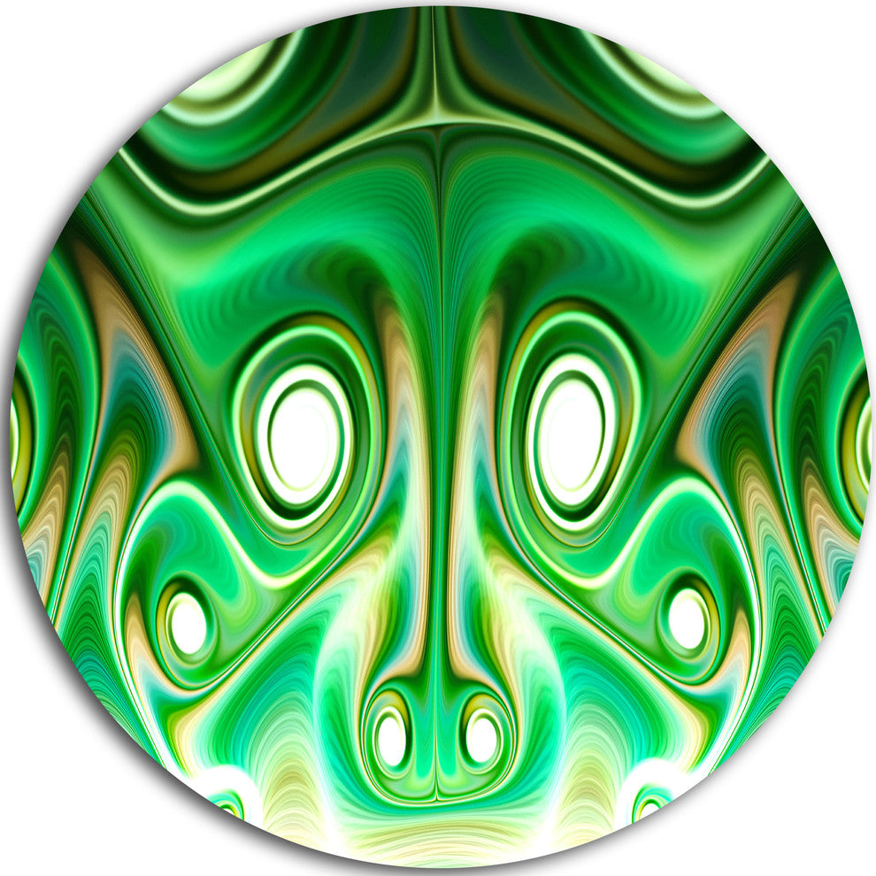 Vibrant Green Fractal Flower Design, Abstract Disc Metal Artwork, 36"