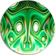 Vibrant Green Fractal Flower Design, Abstract Disc Metal Artwork, 36"