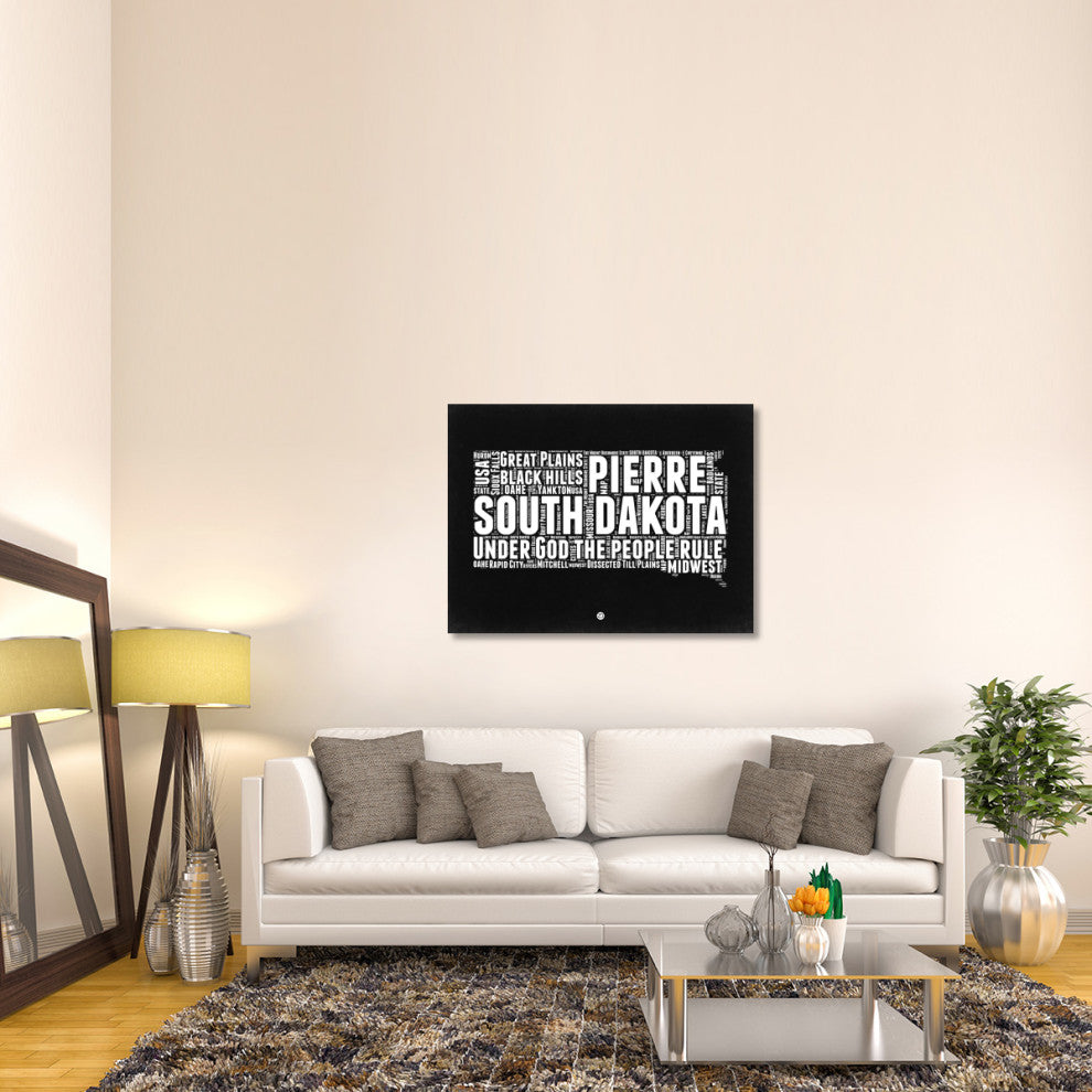 "South Dakota Black and White Map" Fine Art Print