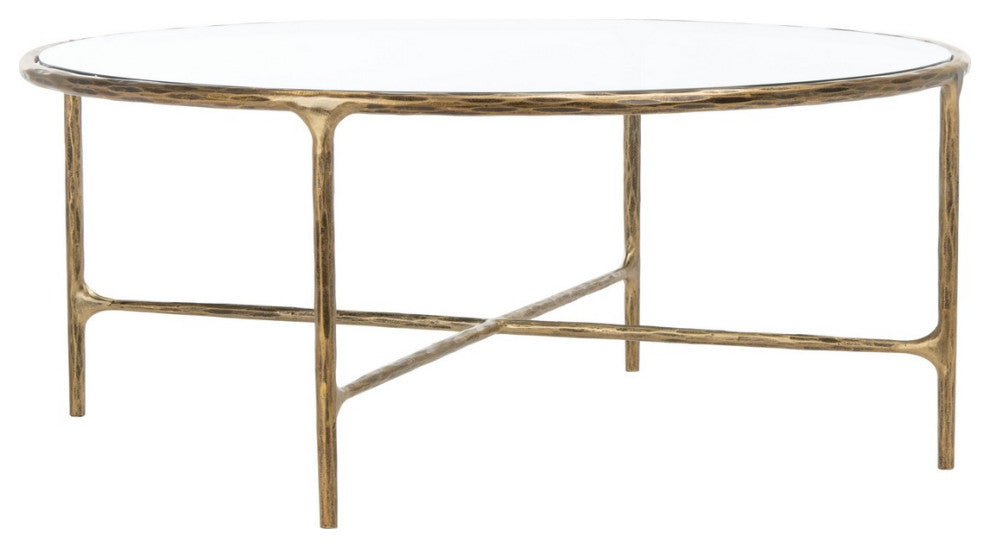Safavieh Couture Jessa Round Metal Coffee Table, Brass