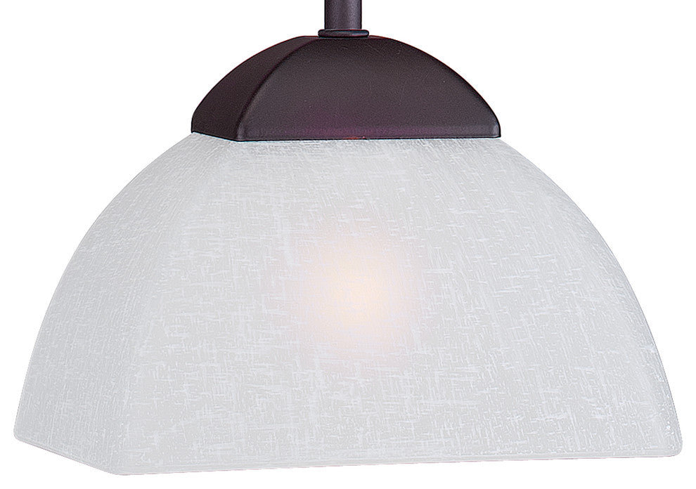 1 Light Mini Pendant, Antique Bronze, White Linen Glass