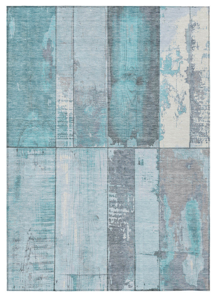 Machine Washable Indoor/Outdoor Chantille ACN1877 Teal 5' x 7'6" Rug