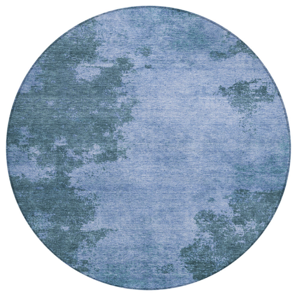 Machine Washable Indoor/Outdoor Chantille ACN1913 Denim 8' x 8' Round Rug