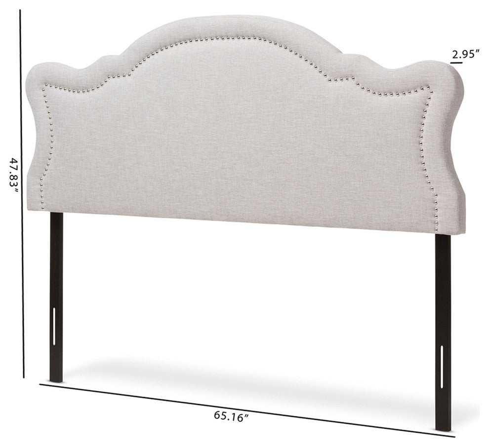 Avery Modern Grayish Beige Fabric Queen Size Headboard